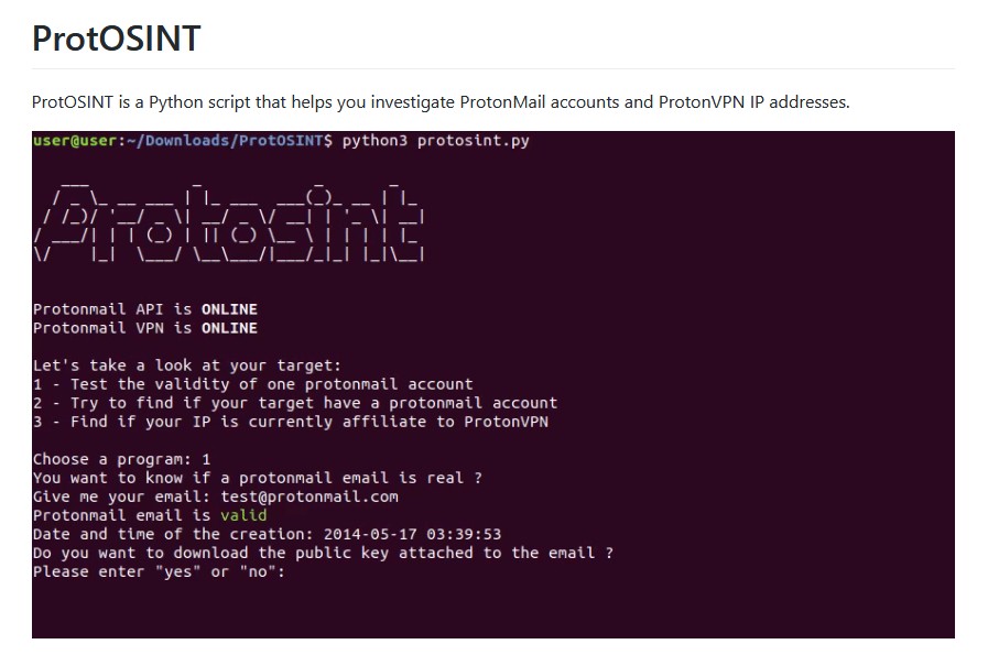 ProtOSINT - ProtonMail Checker